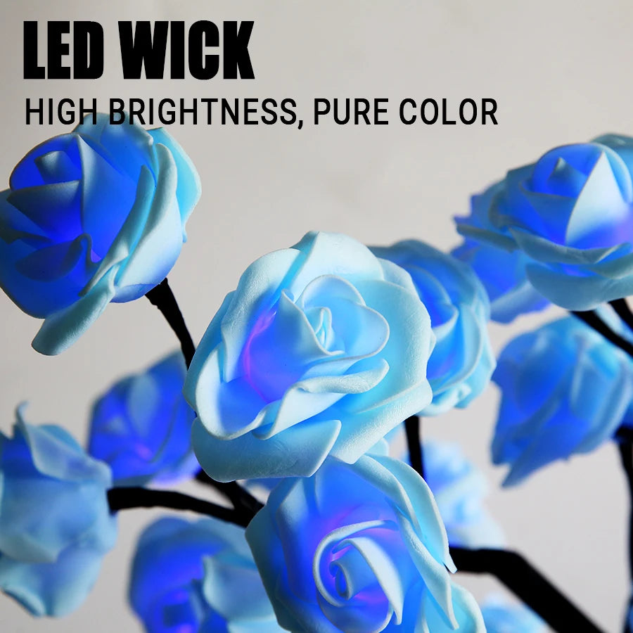 24 LED Rose Tree Lights USB-Powered Table Lamp - Elegant Fairy Flower Night Light for Home, Party, Christmas, Wedding, and Bedroom Decor Gift