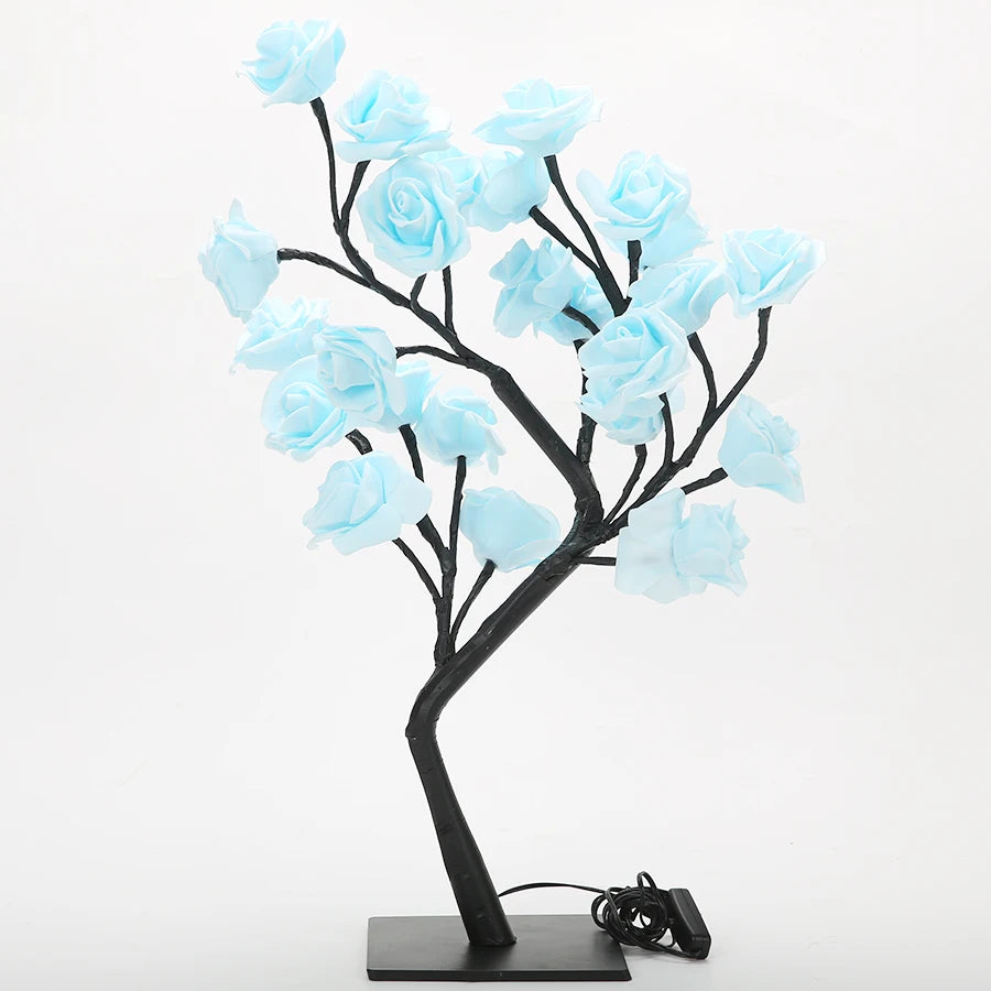 24 LED Rose Tree Lights USB-Powered Table Lamp - Elegant Fairy Flower Night Light for Home, Party, Christmas, Wedding, and Bedroom Decor Gift