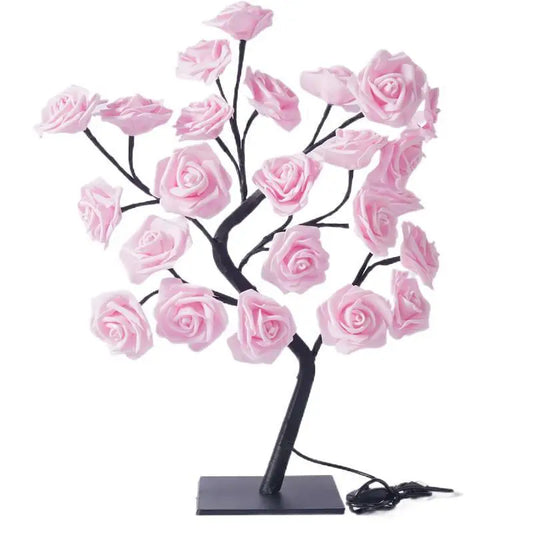 24 LED Rose Tree Lights USB-Powered Table Lamp - Elegant Fairy Flower Night Light for Home, Party, Christmas, Wedding, and Bedroom Decor Gift
